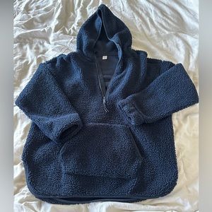OLD NAVY - Half Zip Teddy Sherpa Hoodie Navy blue size M super cozy!